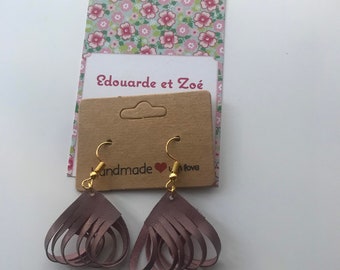 Boucles d’oreille en plaqué or 18K et cuir