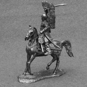 High Quality Miniature 54mm, Antique Statuette, Action Figurine Soldier, Attacking Knight, Unique Gift for Him, Polish Winged Hussar Cavalry