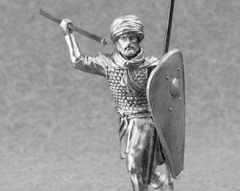 Toy Soldier Fatmid, Metal Knight, Infantry Saracen Warrior, 1/32 Figurine, Handmade Toy for Diorama, Collectible Toy, Historical Figure