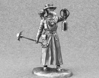 Model to Paint Plague Doctor, Gift for Collectors, 54 mm Tin Toy Soldiers, Metal Miniature, Statuette Middle Ages Collectible, Mens Gift