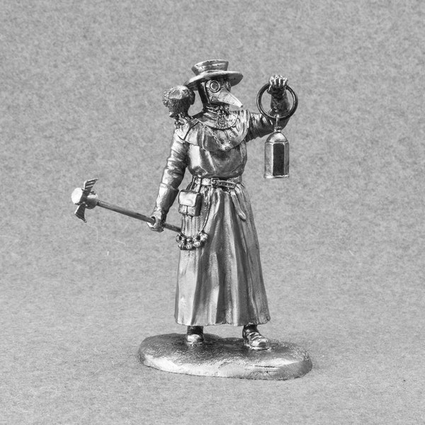 Model to Paint Plague Doctor,  Metal Miniature, Collectible, 75 mm Tin Toy Soldiers, Statuette Middle Ages Collectible, Gift for Collectors