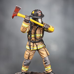 Firefighter Statue Miniature, USA Fireman, Toy Soldier Collectible, Metal Tin Soldier, Models Fireman, Gift for Father, Mini Souvenirs