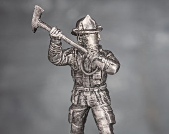 Unpainted Firefighter Miniature, Fireman Toy Soldier, Fireman Miniature, Mini Figurine, Fireman Decor, Collectible 54mm, Dads Gift Idea
