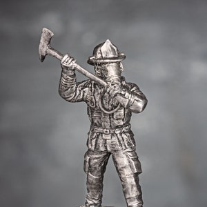 Unpainted Firefighter Miniature, Fireman Toy Soldier, Fireman Miniature, Mini Figurine, Fireman Decor, Collectible 54mm, Dads Gift Idea