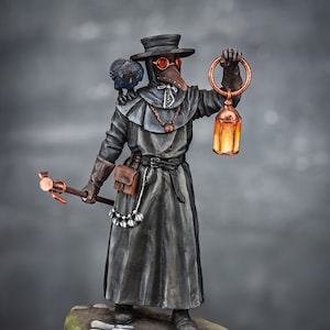 Fantasy Tabletop Miniature of Plague Doctor, 3D Printed Model, Collectible 75mm Toy, Gift for Gamer, Steampunk Figurine of Plague Doctor