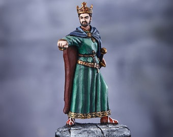 Painted Figurine Henry 2, Henry King of England, Middle Ages Toy King, 54mm Tin Metal Miniature Collectible, Action Figurine Miniature
