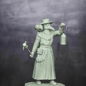 Resin Steampunk Plague Doctor, Gift for Fantasy Lover, 3D Printed Figurine of Plague Doctor, Model Kit 75 mm Miniature, Collectible 75mm Toy