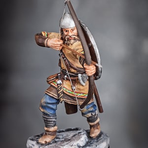Metal Figurine, Viking Archer Model 54 mm, Cast Toy Warrior, Home Decoration Statue, Military Pewter, Men&#39;s Gifts Idea, Collectible Toys