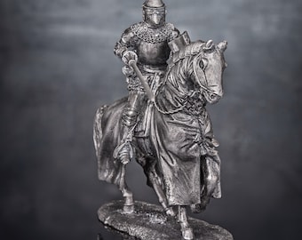 Knight in Armor on Horse Historical Miniature in Scale 54mm, Medieval Armored Knight on Horse Figurine, Knight Miniature, Teachers Gifts