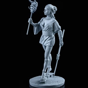 3D Printed Model To Paint 75mm, Fantasy Resin Miniature Japanese Girl Samurai in Kimono with Naginata, Japanese Demon, Gift for Collector