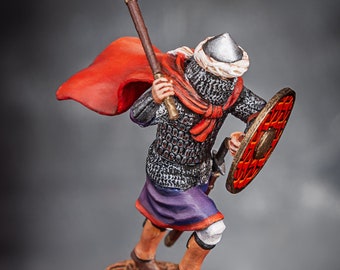 Painted Model Saracen, Medieval Saracens Figurine, Faris Miniature, Soldier Knight 1/32, Soldier 54mm, Metal Sculpture, Men's Gift Display