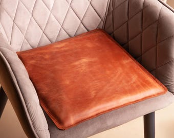 Classic Leather Chair Pad, Dining Seat Leather Cushion, Square Floor Seat Pillow, Individual Size