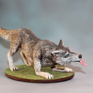 Figurine of Funny Woolf, 3D Model of Wild Woolf, Resin Miniature 80mm, Good Wolf, Dad Gift Idea, Miniature of Obedient Wolf, Tamed Gray Wolf