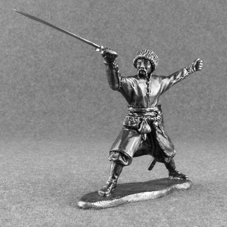 Toy Soldiers Ukrainian Cossack with Flag 1//32 scale Metal Miniature 54mm