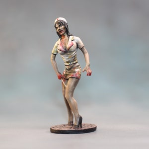 Zombie Girl Miniature, Resin Figurine to Paint, Fantasy Miniature Zombie, Mens Gift, Hand Painted Zombie Woman, Medicine Miniature 54mm