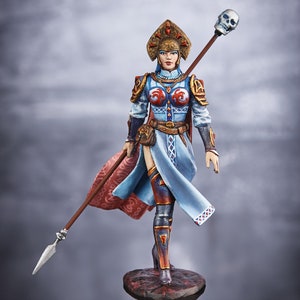 Hand Painted Desktop Miniature of Enchantress Warrior Girl, 3D Printed Model Fantasy Queen of Magic, Miniature 75mm, Gift for Fantasy Lover