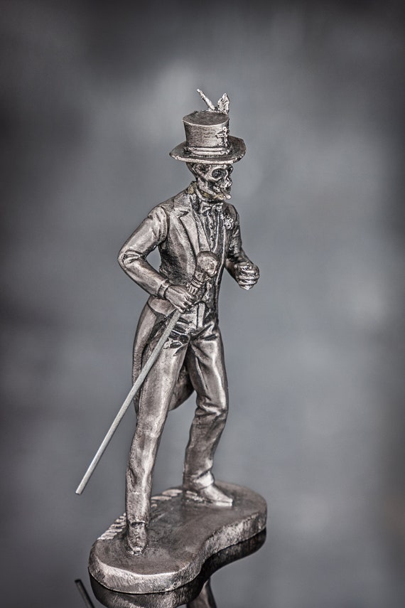 Baron Samedi Toy Statue 54mm Skeleton Metal Miniature Baron Saturday 132 Figure Handmade Gift Unpainted Skeleton Figurine Tin Metal Decor