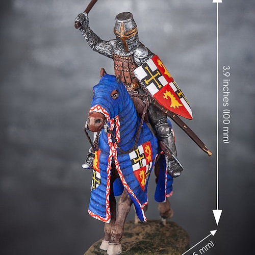 1/32 Scale Armored Knight 54 mm Metal Figure Grand Master Teutonic shops Order Figure Middle Ages Handmade Knight Hand Painted Toy Knight on Horse