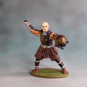 Warrior Samurai Miniature 54mm, Collectible Battletech Figure, Mens Gift, Fighter Samurai with Katana, Resin Model, Japanese Samurai Ninja