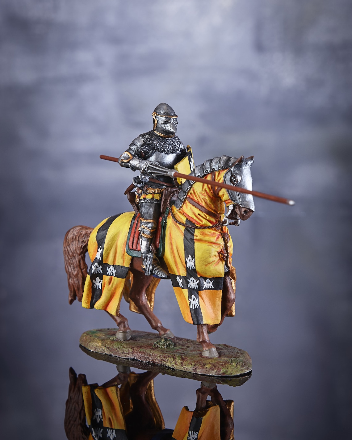 Pewter Toy Soldier Painted Miniature Knight with Lance Etsy