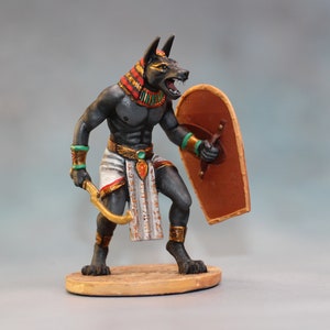 Modelo impreso en 3D de guerrero egipcio, figura de luchador egipcio con espada y escudo, miniatura de escritorio de Anubis, regalo para coleccionistas