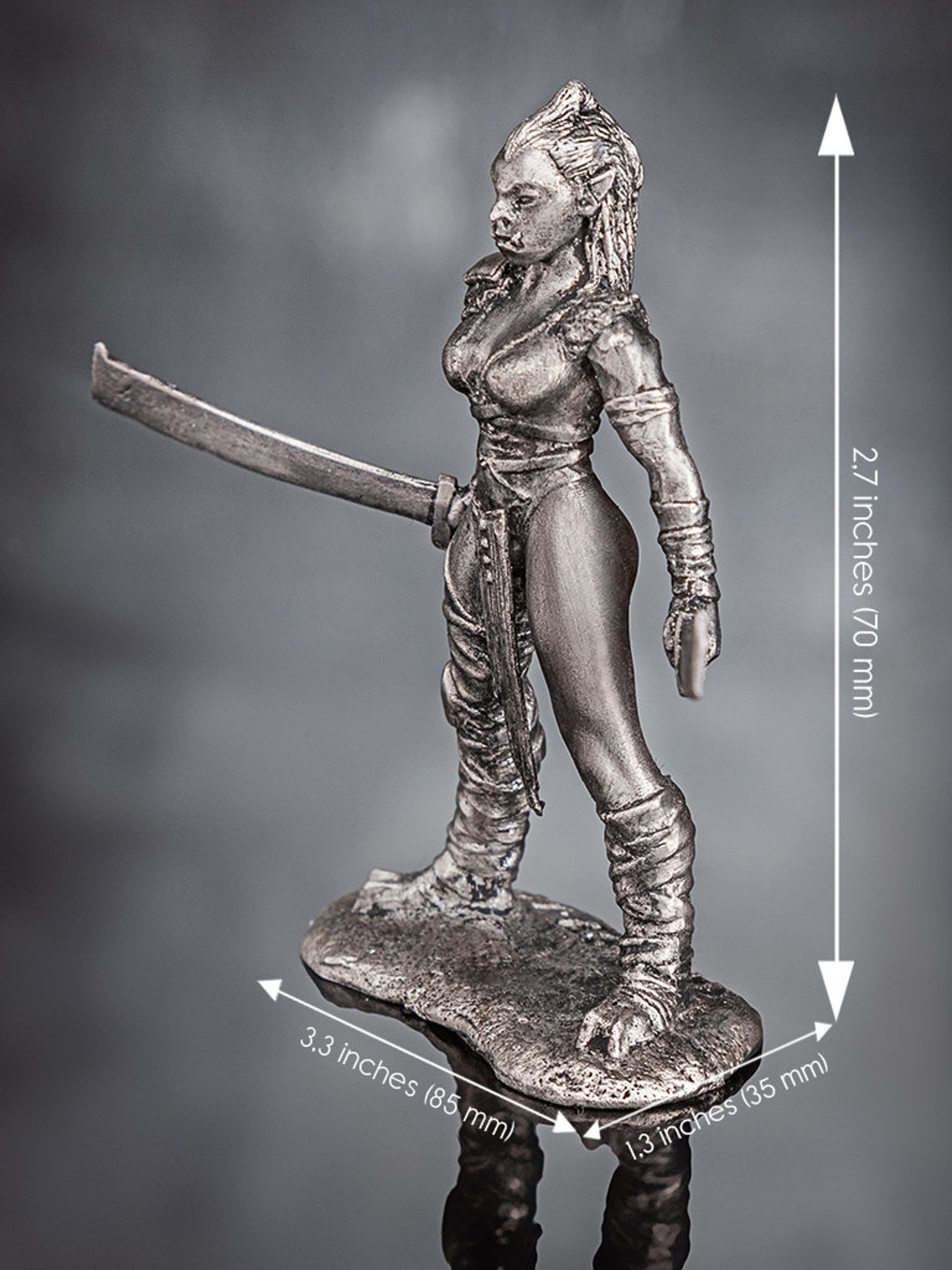 ORC Female Warrior Toy Soldier 54mm Miniature Sculpture 1/32 Etsy