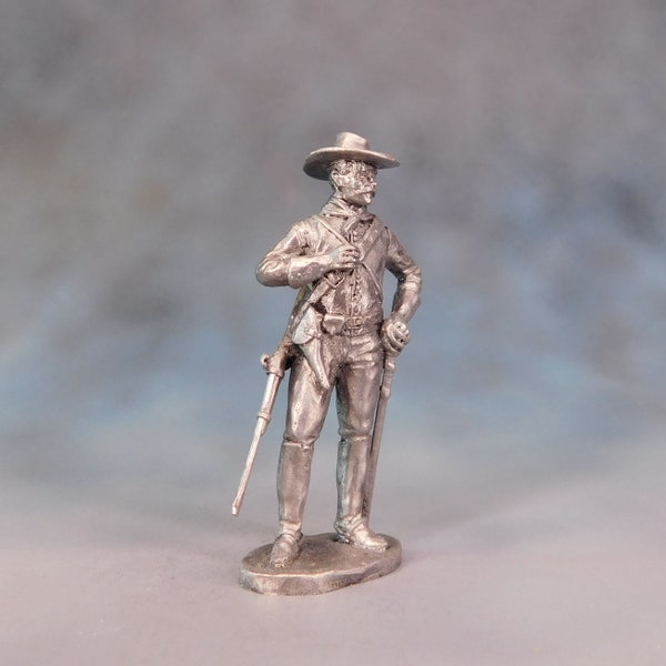 Unpainted Soldier Federal Cavalry Officer, American Civil War Tin Toy Soldier 54mm, Pewter Miniature Statuette, Metal Soldier Toy 1/32 Scale