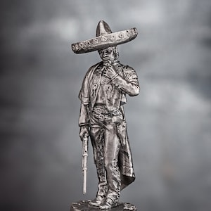 Miniature Statuette Mexican Bandit 54mm, Gunslinger Mexican with Rifle, Figure Western, Men Figurine Handguns, Tin Toy Soldier, Mens Gift