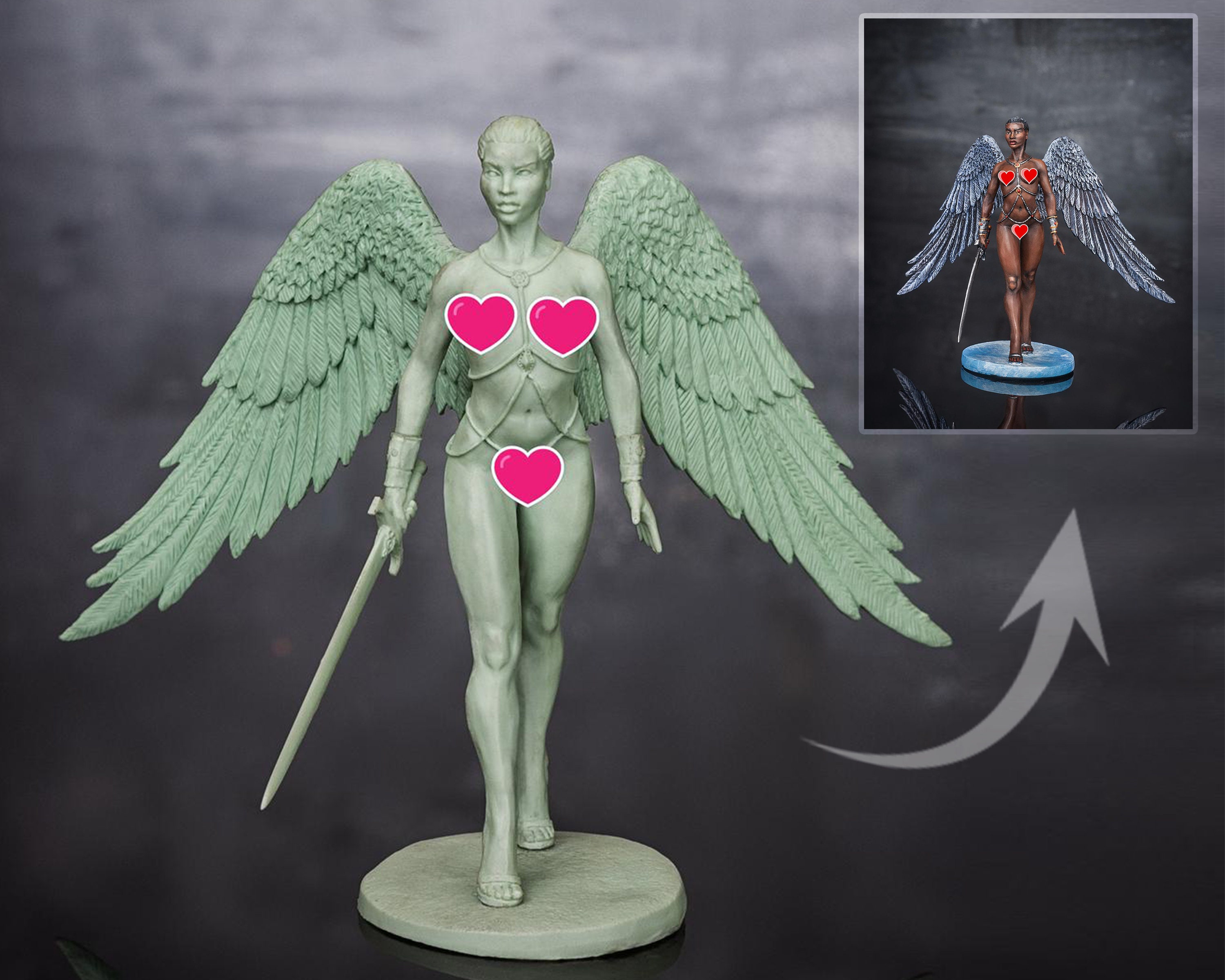 Angel Dark Action Girls - Erotic Nude Statue Unpainted Model Angel Warrior Tabletop - Etsy Hong Kong