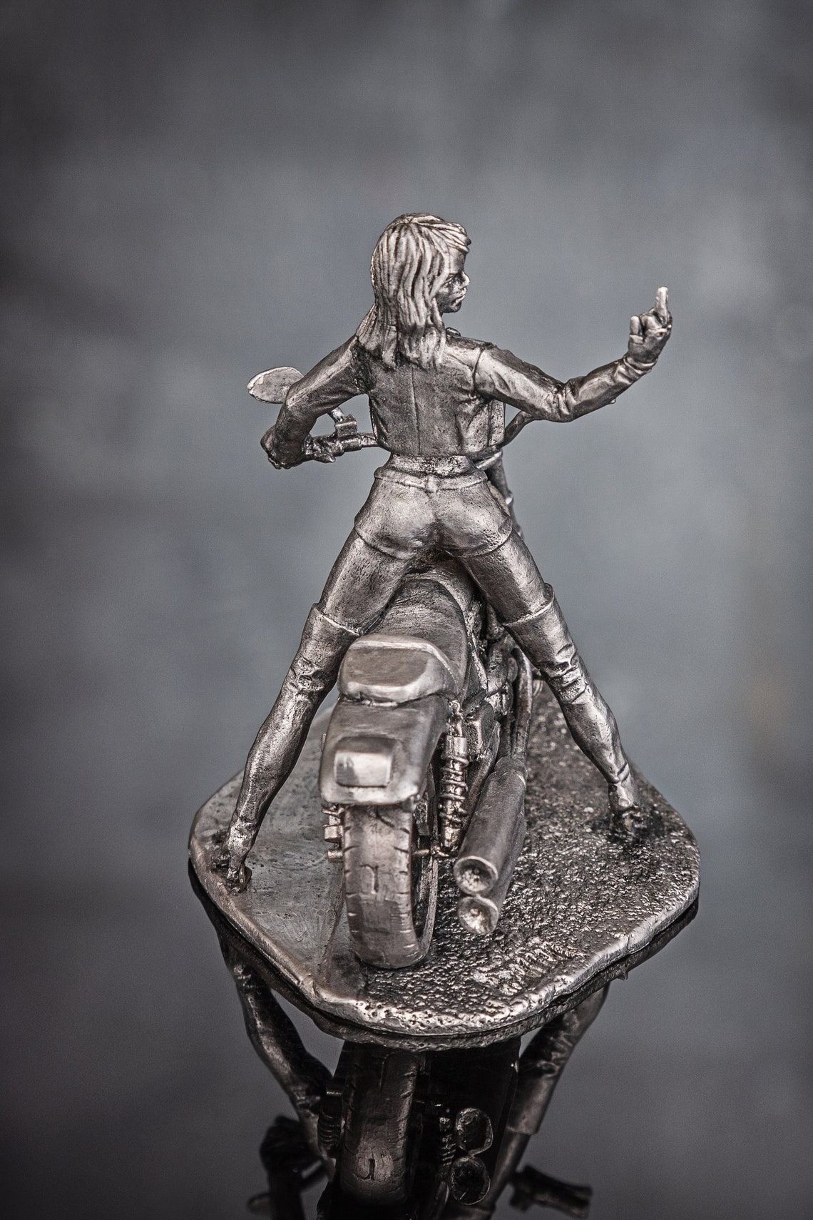 Harley Davidson Biker Girl Sculpture Metal Figurine Gift for Etsy