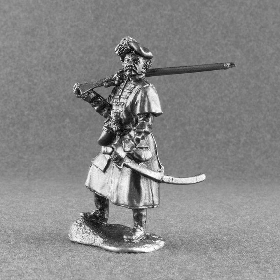 Toy Soldiers Ukrainian Cossack with Flag 1//32 scale Metal Miniature 54mm