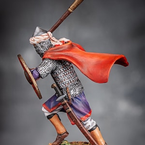 Medieval Saracens Figurine, Faris Miniature, Metal Sculpture, Historical Mens Gift, Soldier Knight 1/32, Soldier 54mm, Painted Model Saracen