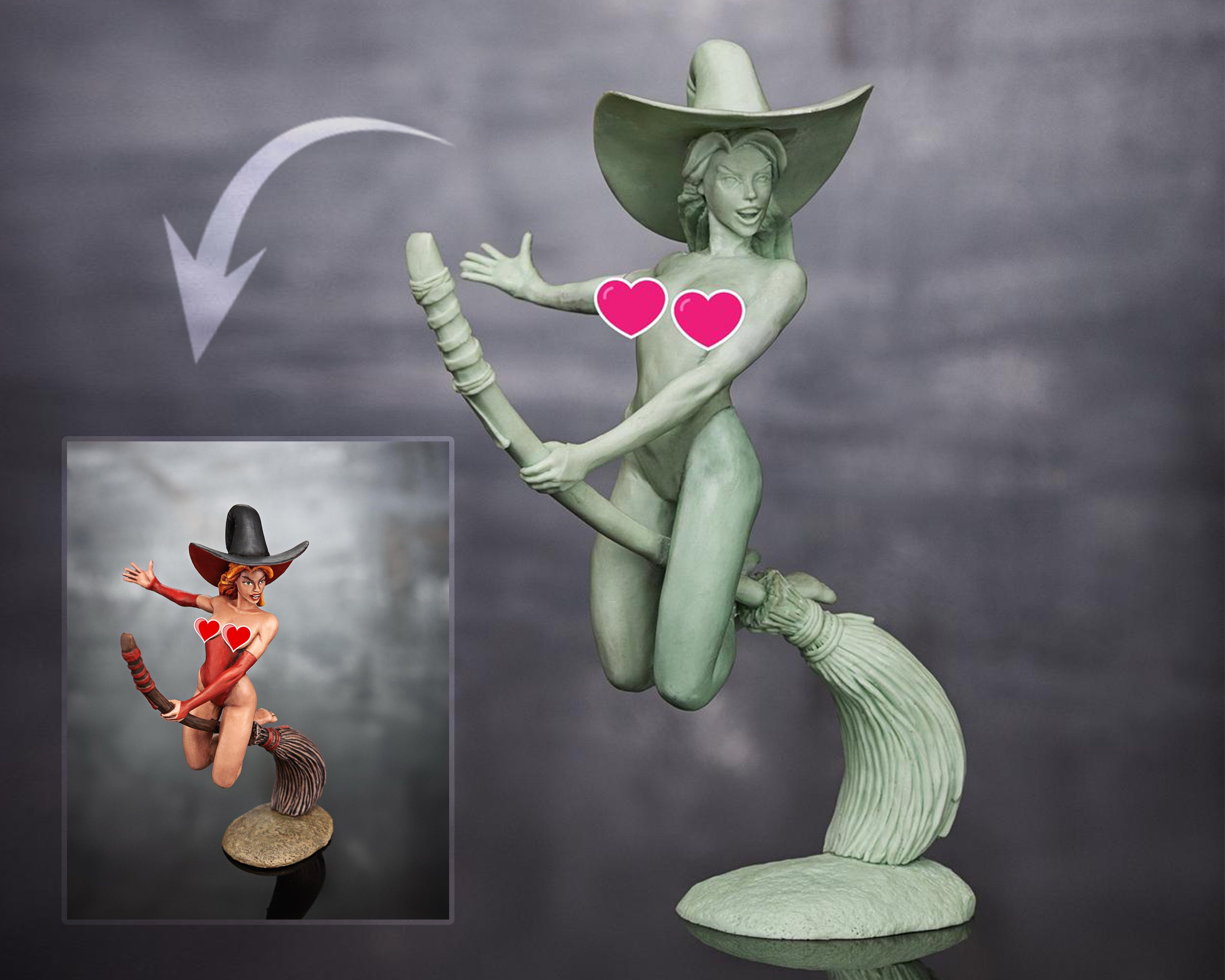 Bruja sexy en escoba, Modelo para pintar, Kit a escala modelo de resina,  Escultura erótica desnuda, Figura en miniatura, Modelo de bruja pelirroja,  Decoración de estante - Etsy España