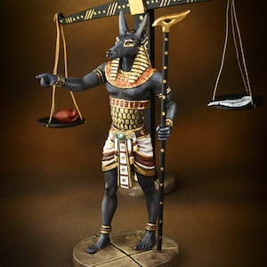 3D Printed Plastic Toy Soldier 75mm, Egyptian God Anubis Figurine, Small Mens Gift, Hand Painted Figurine of Egyptian God Anubis with Scales