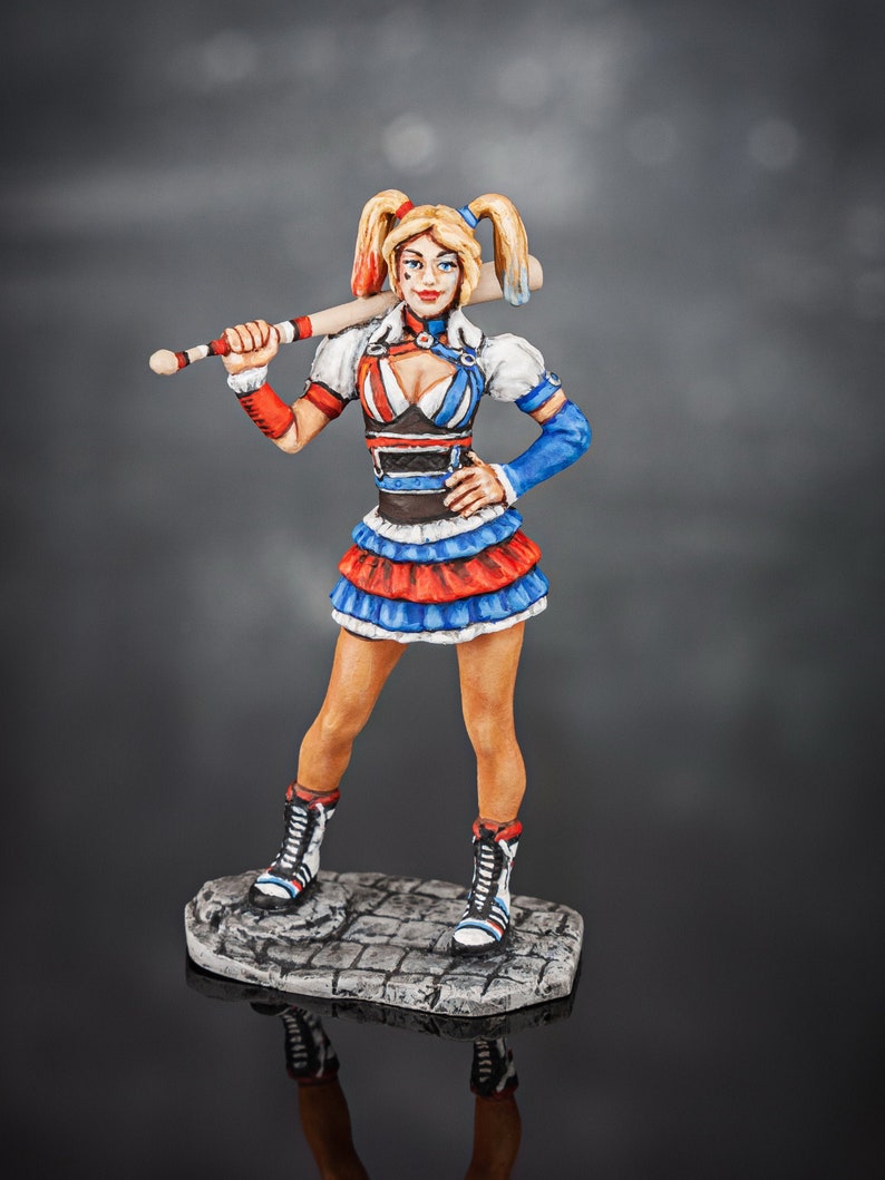 Harley Quinn Pink and Blue haired Figurine Suicide Squad Etsy
