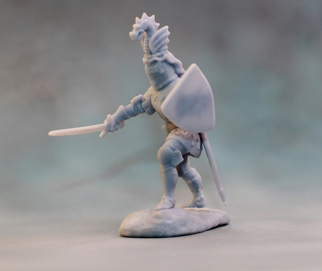 Knight in Armor With Sword and Shield, Small Gift for Him, 3D Printed ...