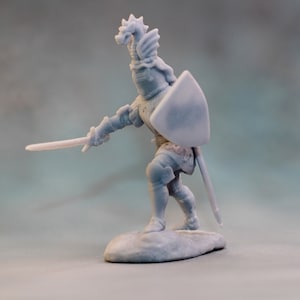 Knight in Armor with Sword and Shield, Small Gift for Him, 3D Printed Miniature Knight 54mm, Model of Knight in Scale, Battletech Miniature