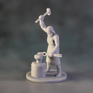 Resin Toy Figurine, Medieval Blacksmith, Men&#39;s Gift, Miniature of Old Blacksmith with Hammer 54mm, 3D Printed Resin Blacksmith with Hammer