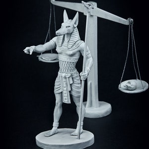 Miniature Set to Paint 75mm, Toy Egyptian God Anubis, Egyptian Figurine, Gift for Him, 3D Printed Model of Egyptian God Anubis with Scales