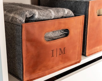 Handmade Felt Storage Baskets with Handles, Underbed Organizer Basket for Home, Custom Size Option
