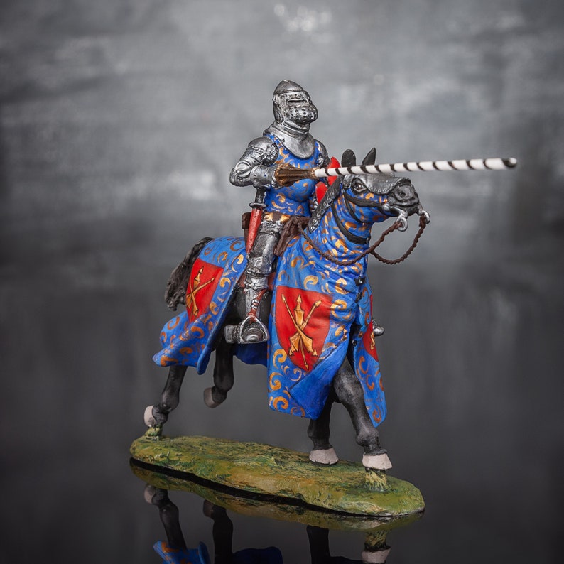 Hand Painted Figures Mounted Knight Knight with Spear 54mm Etsy