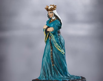 Figurine 54mm Collection, Royal History Eleanor of Aquitaine Queen, Consort 1/32 Scale Middle Ages, Hand Painted 54mm, Custom Action Figures