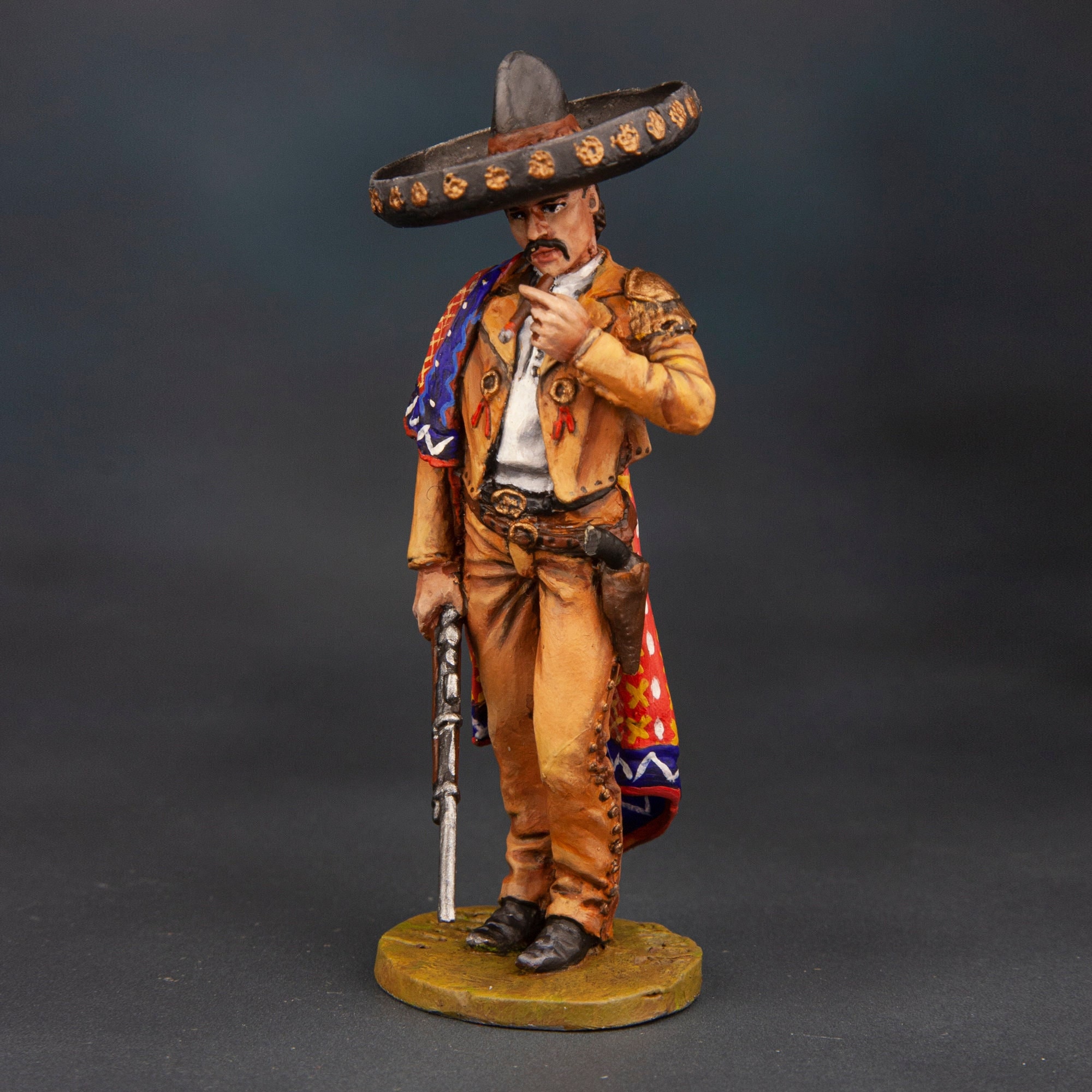 Mexican in Sombrero Figurine, Mexican Bandit With Handguns, Metal