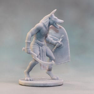 Resin Miniature of Anubis Warrior, Figure of Anubis Egyptian Soldier, Miniature to Paint, 3D Scale Miniature 54 mm, Desktop Miniature Gift