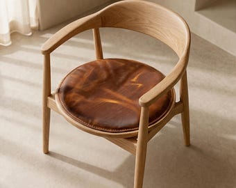 Round Chair Pads, Leather Seat Cushions, Handmade Chair Pads, Window Seat Cushion, Custom Size Option