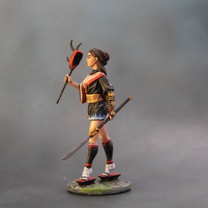 Japanese Female Samurai 54mm, 3D Printed Model of Japanese Warrior Girl, Men&#39;s Gift, Miniature of Sexy Samurai Girl with Katana and Oni Face