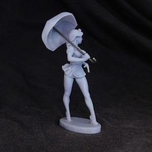 Sexy Figurine Girl in Short Skirt and Stockings, Cute Pinup Girl Miniature, Gift for Him, Fantasy Miniature of Sexy Girl Alisa with Umbrella