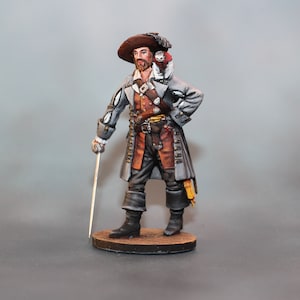 Handbemalte 54 mm Figuren, Bemalte Piratin Barbosa, Sammlerfigurine, Geschenkminiatur, Pirat von Tortuga Sammlung, Pirat mit Schwert