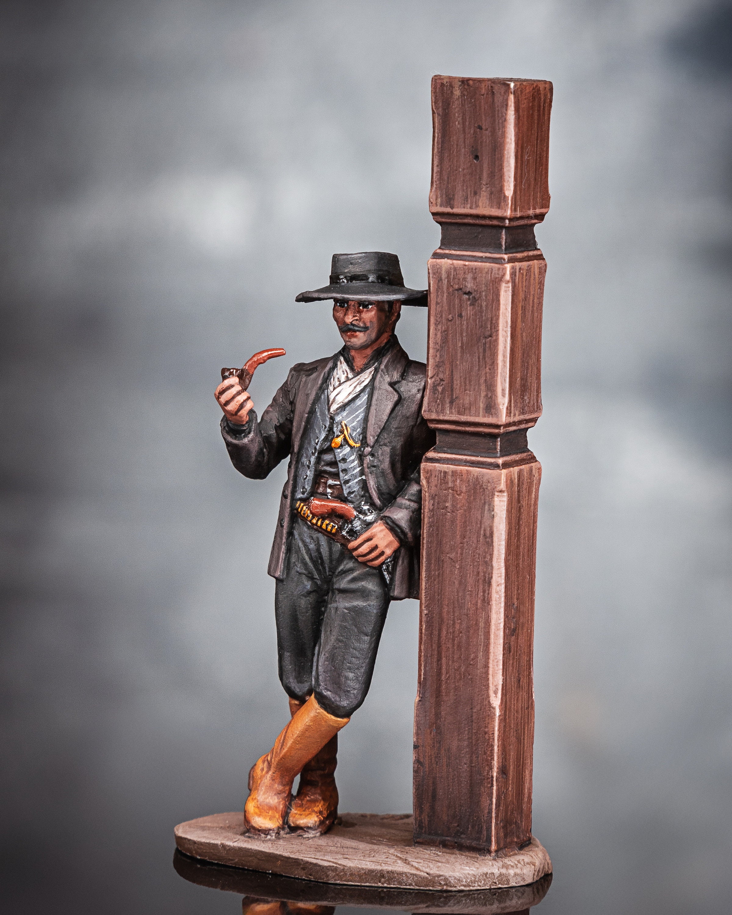 1/30 Wild West cowboy with 2 guns mid 19th century Tin Metal Figure Soldier 65mm 