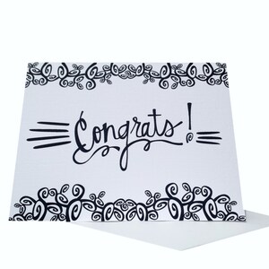 Afdrukbare Gefeliciteerd Card - Instant Download - zwart / wit - Wedding, Engagement, promotie, afstuderen
